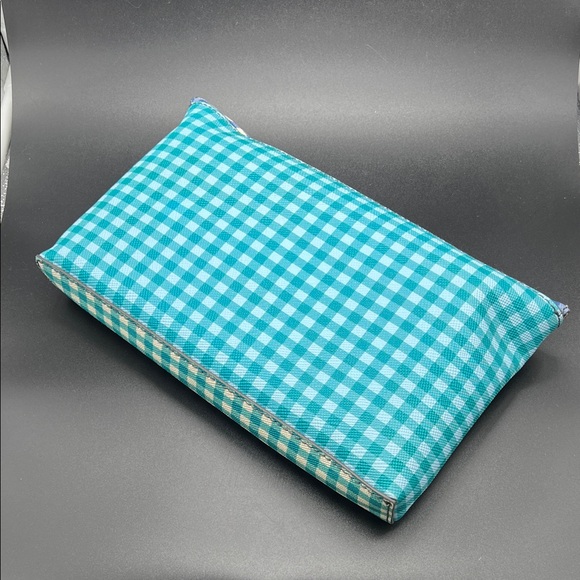 J. Crew Checkered Clutch - Blue and Green Coated Leather NEW - Picture 4 of 14